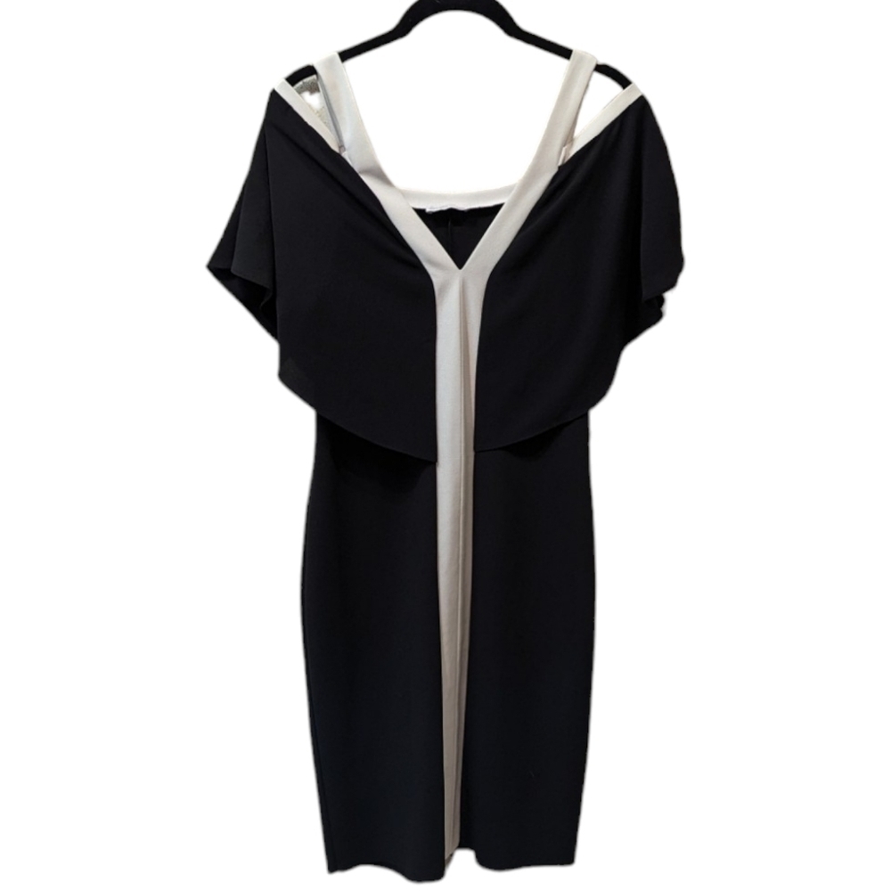 Zara Monochrome Cold Shoulder Pencil Party Dress (M)